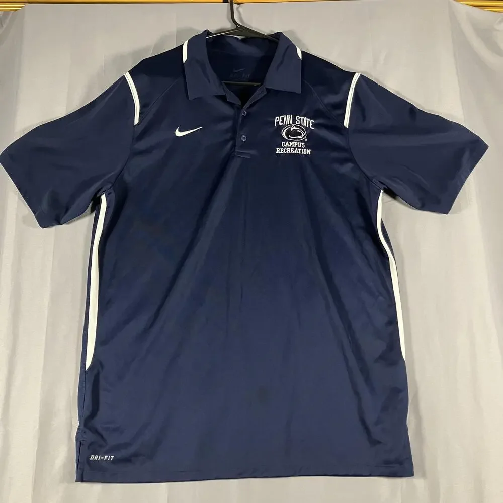 Penn State Nittany‎ Lions Polo Shirt Mens Large Nike Dri-FIT NCAA College Navy